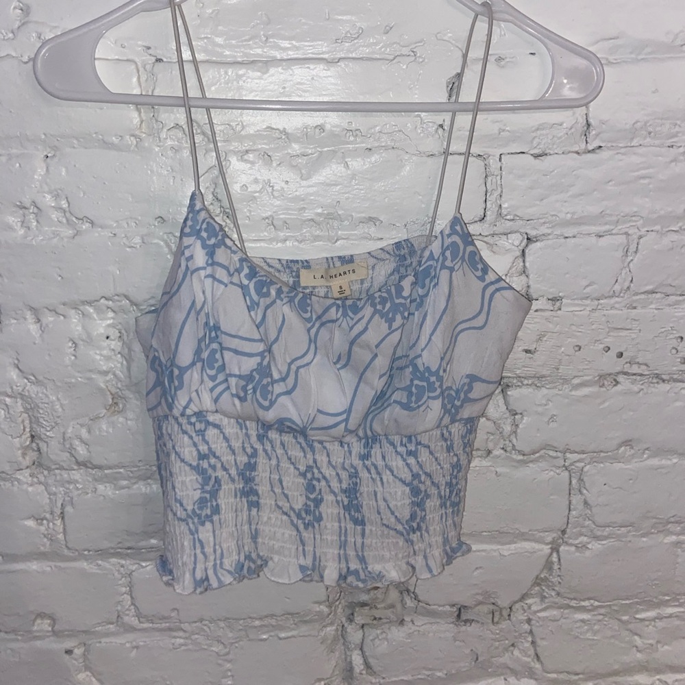 Blue and white patterned tank top from Pac Sun (LA Hearts) Size S